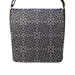 Geometric Stylized Floral Pattern Flap Closure Messenger Bag (l) by dflcprints