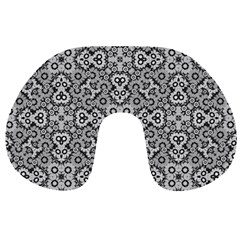 Geometric Stylized Floral Pattern Travel Neck Pillows by dflcprints