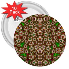 Flower Wreaths And Ornate Sweet Fauna 3  Buttons (10 Pack)  by pepitasart