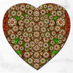 Flower Wreaths And Ornate Sweet Fauna Jigsaw Puzzle (heart) by pepitasart