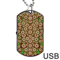 Flower Wreaths And Ornate Sweet Fauna Dog Tag Usb Flash (two Sides) by pepitasart