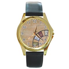 Circle Round Gold Metal Watch by vintage2030