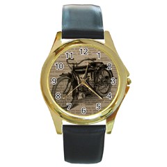 Bicycle Letter Round Gold Metal Watch by vintage2030