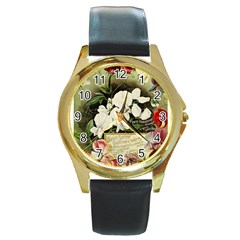 Flowers 1776617 1920 Round Gold Metal Watch by vintage2030