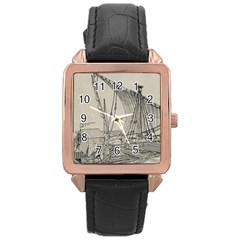 Ship 1515860 1280 Rose Gold Leather Watch  by vintage2030