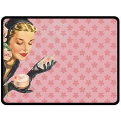 Vintage Lady Double Sided Fleece Blanket (large)  by vintage2030