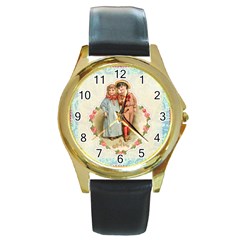 Kids Heart Round Gold Metal Watch by vintage2030