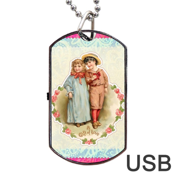 Kids Heart Dog Tag USB Flash (One Side)