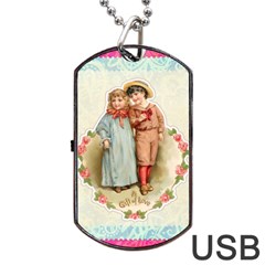 Kids Heart Dog Tag Usb Flash (two Sides) by vintage2030