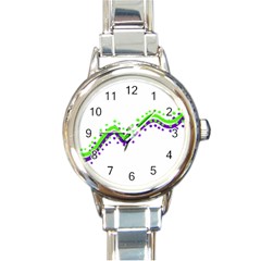 Wavy Line Design Round Italian Charm Watch