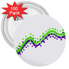 Wavy Line Design 3  Buttons (100 pack) 