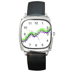 Wavy Line Design Square Metal Watch