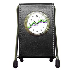 Wavy Line Design Pen Holder Desk Clock