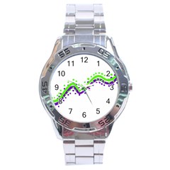 Wavy Line Design Stainless Steel Analogue Watch