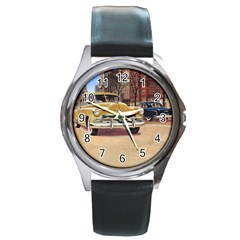 Retro Cars Round Metal Watch by vintage2030