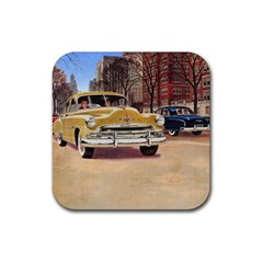 Retro Cars Rubber Coaster (square)  by vintage2030