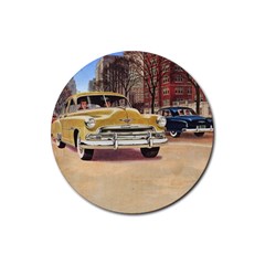 Retro Cars Rubber Coaster (round)  by vintage2030