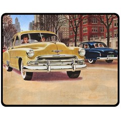 Retro Cars Double Sided Fleece Blanket (medium)  by vintage2030