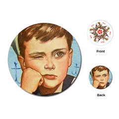 Retro Boy Playing Cards (round) by vintage2030