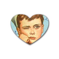 Retro Boy Rubber Coaster (heart)  by vintage2030