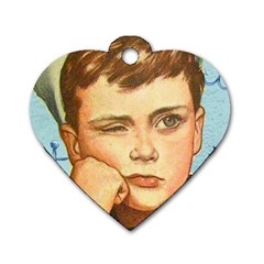 Retro Boy Dog Tag Heart (two Sides) by vintage2030