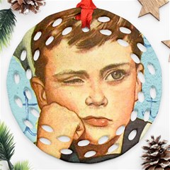 Retro Boy Round Filigree Ornament (two Sides) by vintage2030