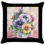 Lowers Pansy Throw Pillow Case (Black) Front