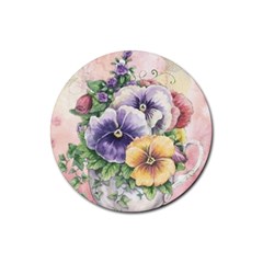 Lowers Pansy Rubber Coaster (Round) 