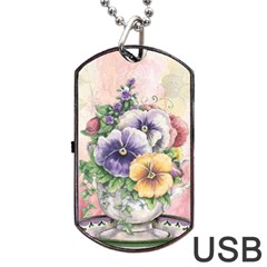 Lowers Pansy Dog Tag USB Flash (One Side)