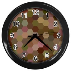 Brown Background Layout Polygon Wall Clock (black) by Sapixe