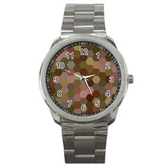 Brown Background Layout Polygon Sport Metal Watch by Sapixe