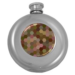 Brown Background Layout Polygon Round Hip Flask (5 Oz) by Sapixe