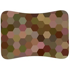 Brown Background Layout Polygon Velour Seat Head Rest Cushion by Sapixe