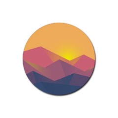 Image Sunset Landscape Graphics Rubber Coaster (round)  by Sapixe