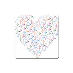 Heart Colorful Transparent Religion Square Magnet by Sapixe