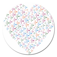 Heart Colorful Transparent Religion Magnet 5  (round)