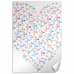 Heart Colorful Transparent Religion Canvas 12  X 18  by Sapixe