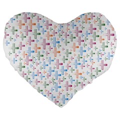 Heart Colorful Transparent Religion Large 19  Premium Flano Heart Shape Cushions by Sapixe