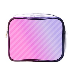 Diagonal Pink Stripe Gradient Mini Toiletries Bag (one Side) by Sapixe