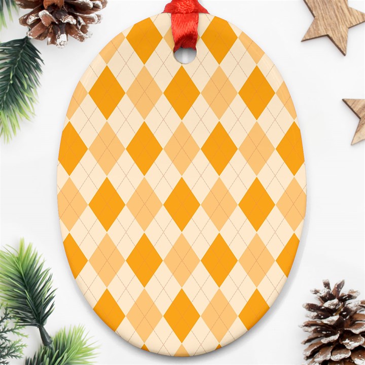 Argyle Pattern Seamless Design Oval Ornament (Two Sides)