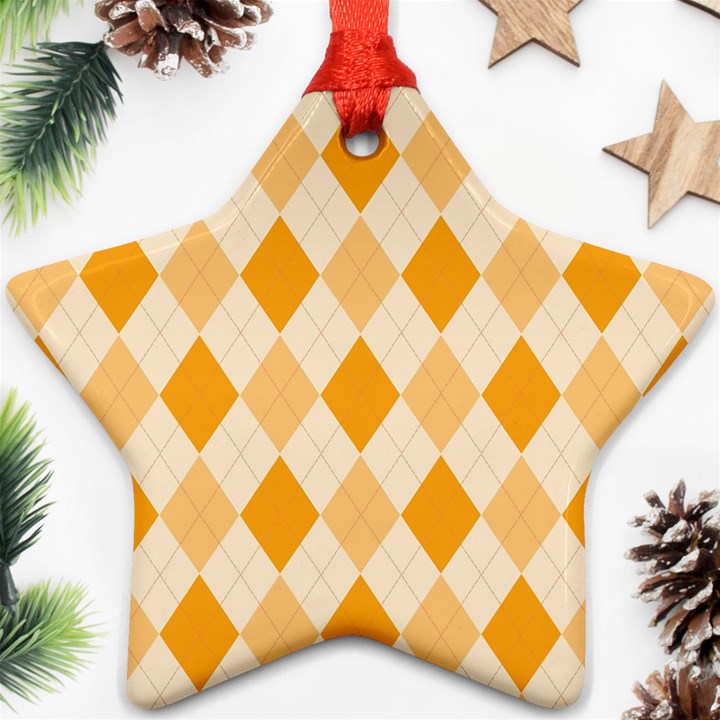 Argyle Pattern Seamless Design Star Ornament (Two Sides)