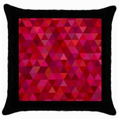 Maroon Dark Red Triangle Mosaic Throw Pillow Case (black) by Sapixe