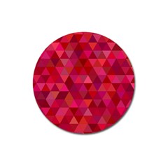 Maroon Dark Red Triangle Mosaic Magnet 3  (round) by Sapixe