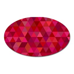 Maroon Dark Red Triangle Mosaic Oval Magnet by Sapixe