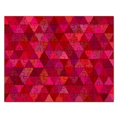 Maroon Dark Red Triangle Mosaic Rectangular Jigsaw Puzzl by Sapixe