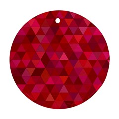 Maroon Dark Red Triangle Mosaic Round Ornament (two Sides) by Sapixe