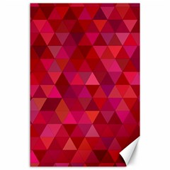 Maroon Dark Red Triangle Mosaic Canvas 24  X 36  by Sapixe