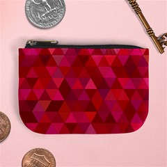 Maroon Dark Red Triangle Mosaic Mini Coin Purse by Sapixe