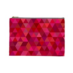 Maroon Dark Red Triangle Mosaic Cosmetic Bag (large)