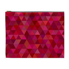 Maroon Dark Red Triangle Mosaic Cosmetic Bag (xl) by Sapixe